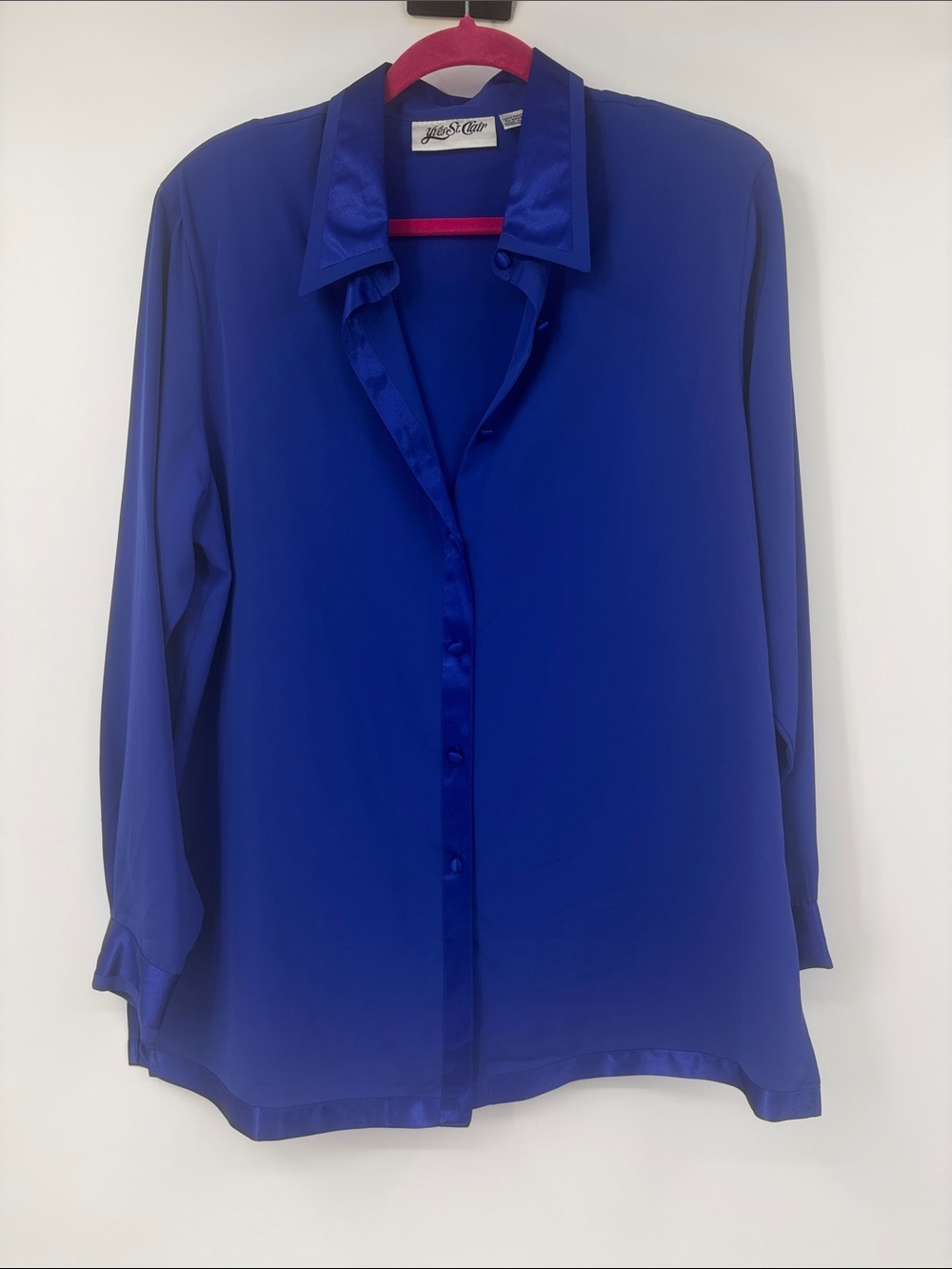 Vintage Yves St Clair Royal Blue Button Up Shirt Size 18